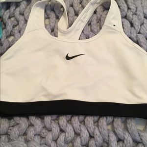 White and mutlticolor Nike sports bra